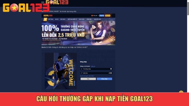 Câu hỏi thường gặp khi nạp tiền Goal123